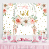 Rosa Und Gold Funkeln Blumen Zwei Wild Geburtstag Hintergrund